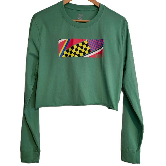 VANS Ramp Tested Ls Crop Long Sleeve Green Cropped T-Shirt Size Medium - Picture 1 of 11